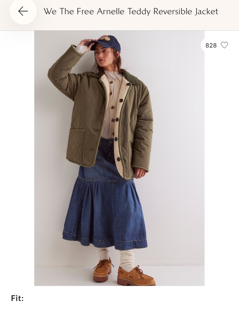 We The Free Olive Green Teddy Reversible Jacket